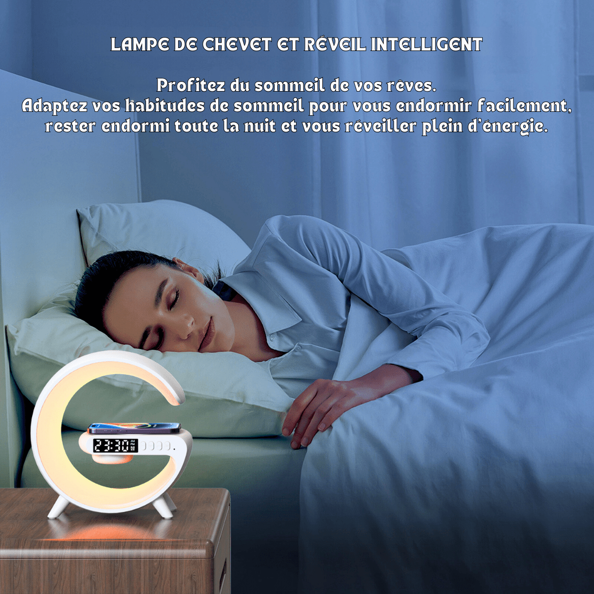 Lampe de Chevet Chargeur Reveil