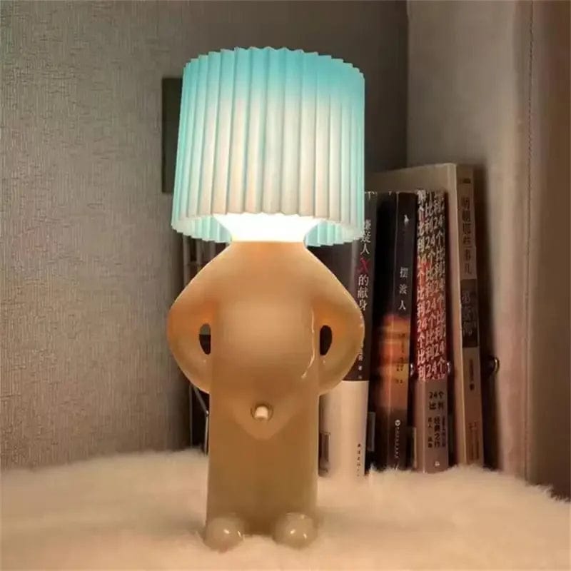 Bleu Lampe de Chevet Ludique Petit Bonhomme