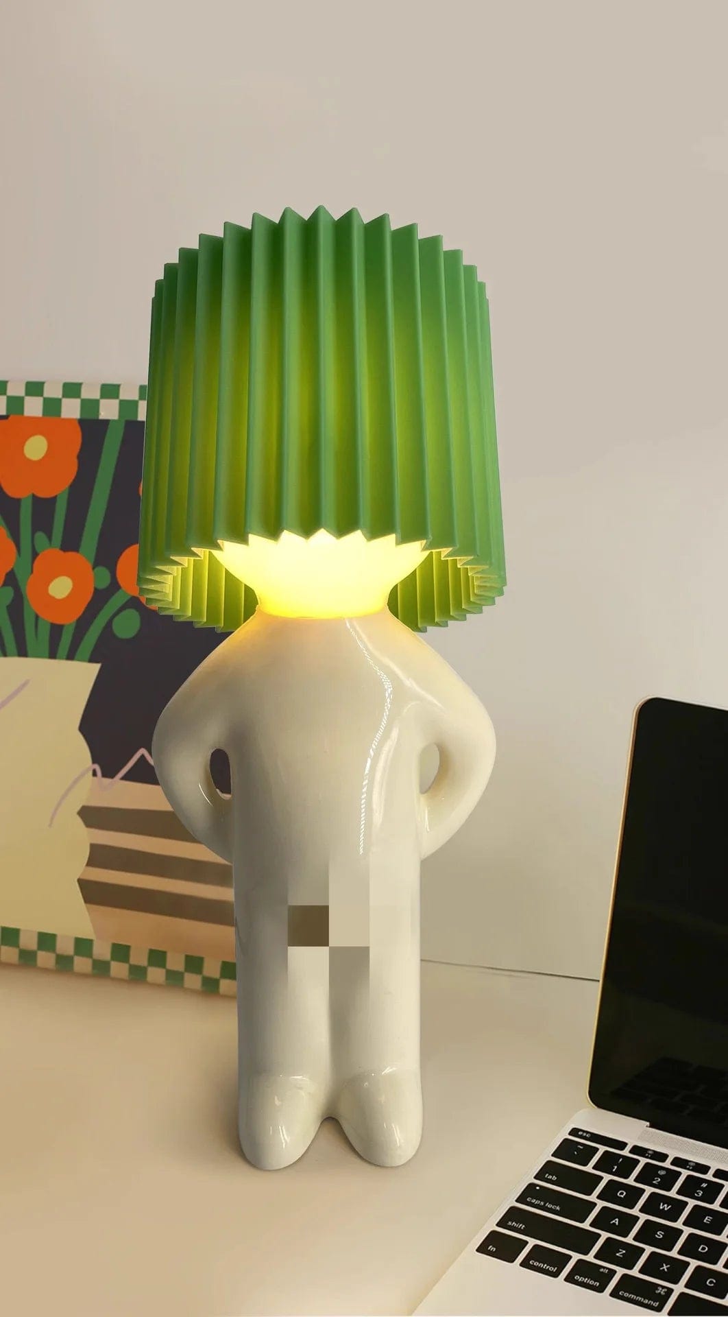 Vert Lampe de Chevet Ludique Petit Bonhomme