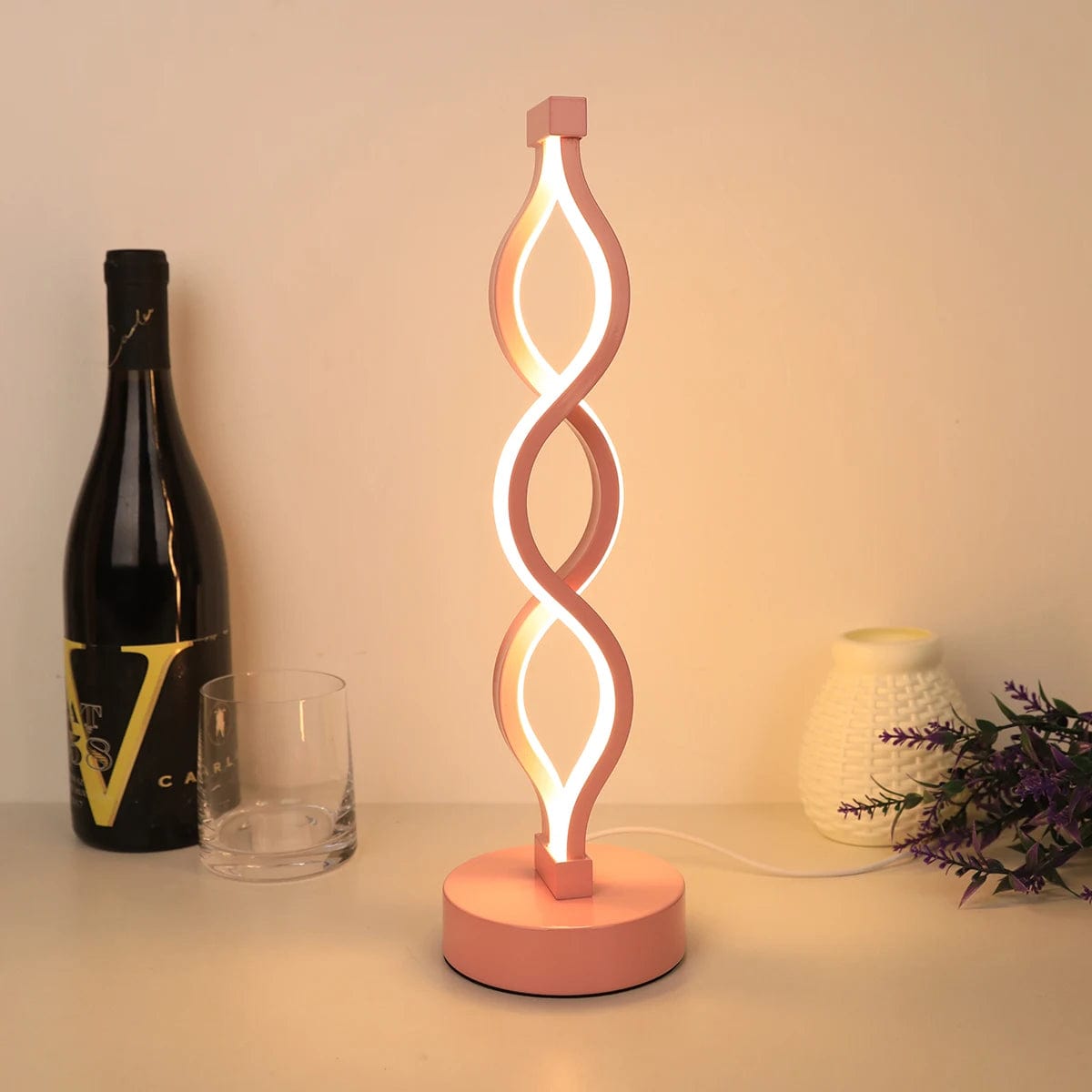 Rose Lampe de Chevet Spirale Design