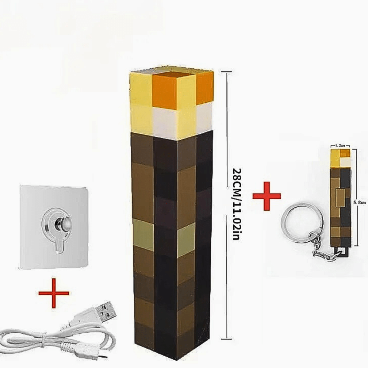 Torche & Porte Clé Mini Torche Offert ! Lampe de Chevet Torche Minecraft