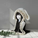 White Cat Ear Hat by Lunocci - Kawaii Winter Trapper Hat